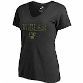 Women's Baltimore Orioles Fanatics Branded Black Big & Tall Memorial V Neck Camo T-shirt FengYun,baseball caps,new era cap wholesale,wholesale hats